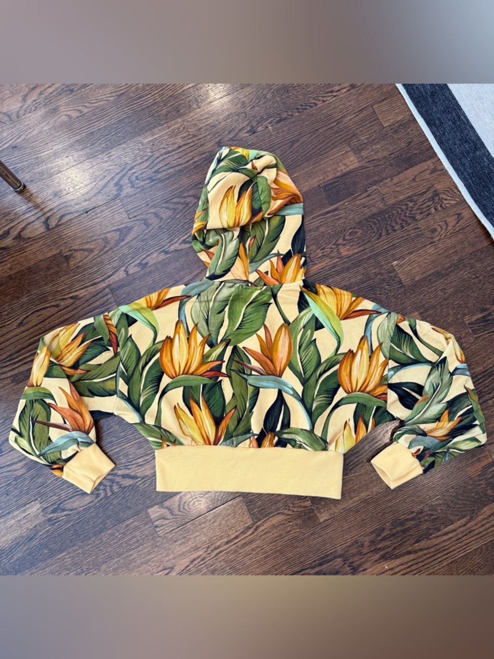 adidas farm rio print cropped hoodie L birds of paradise - Picture 3 of 6
